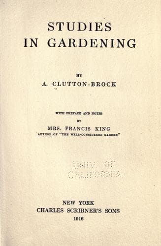 Tapa de Studies in gardening