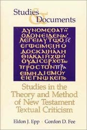 Tapa de Studies in the theory and method of New Testament textual criticism