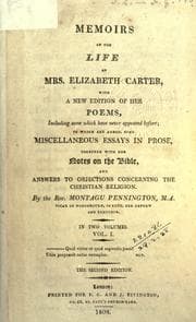 Tapa de Memoirs of the life of Mrs. Elizabeth Carter