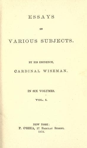 Tapa de Cardinal Wiseman's works.
