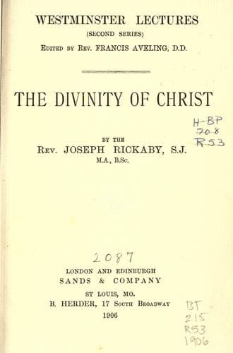 Tapa de The divinity of Christ