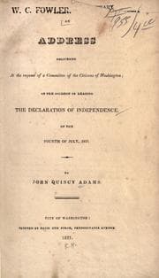 Tapa de An address delivered at the request of a committe of the citizens of Washington