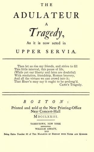 Tapa de The adulateur; a tragedy