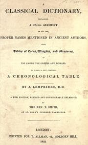 Tapa de A classical dictionary