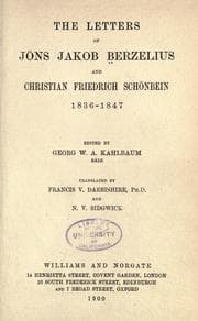 Tapa de The letters of Jöns Jakob Berzelius and Christian Friedrich Schönbein, 1836-1847