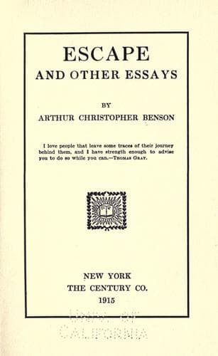 Tapa de Escape, and other essays