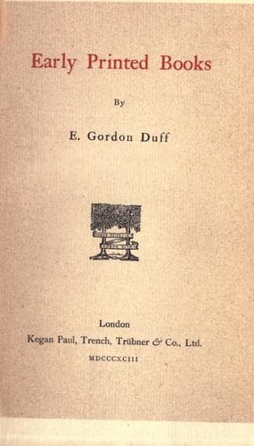 Tapa de Early printed books