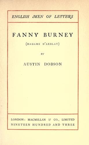 Tapa de Fanny Burney