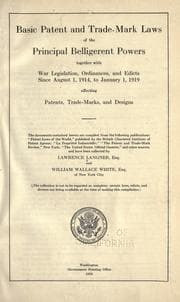 Tapa de Basic patent and trade-mark laws of the principal belligerent powers