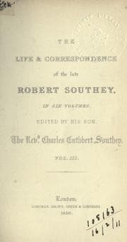 Tapa de The life and correspondence of Robert Southey, édited by his son, the Rev. Charles Cuthbert Southey