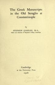Tapa de The Greek manuscripts in the old Seraglio at Constantinople
