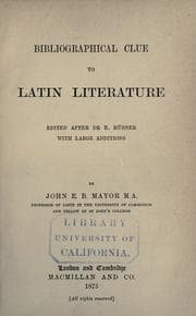 Tapa de Bibliographical clue to Latin literature