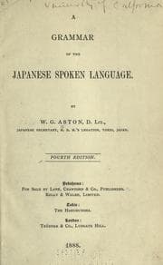 Tapa de A grammar of the Japanese spoken language