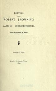 Tapa de Letters from Robert Browning to various correspondents