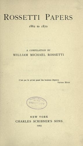 Tapa de Rossetti papers, 1862-1870