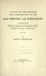 Tapa de A study of the sources and composition of the old French Lai d'Haveloc ..