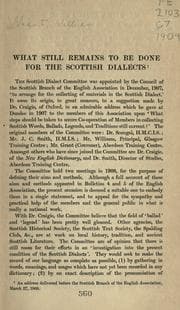 Tapa de What still remains to be done for the Scottish dialects