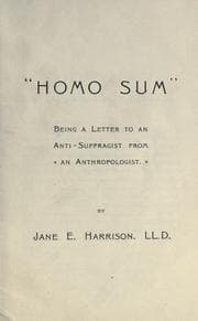 Tapa de "Homo Sum" being a letter to an anti-suffragist from an anthropologist