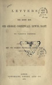 Tapa de Letters of the Right Hon. Sir George Cornewall Lewis, bart., to various friends