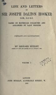 Tapa de Life and letters of Sir Joseph Dalton Hooker, O.M., G.C.S.I