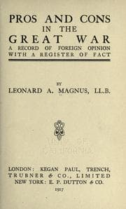 Tapa de Pros and cons in the great war