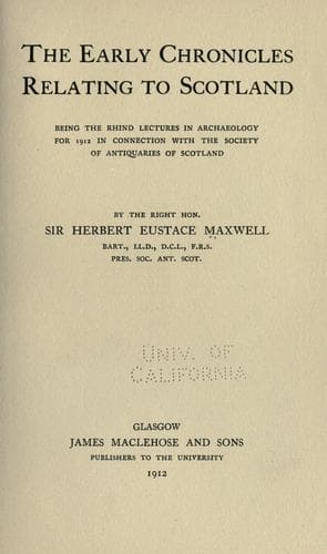 Tapa de The early chronicles relating to Scotland