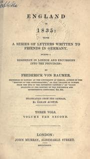 Tapa de England in 1835, being a series of letters written to friends in Germany during a residence in London and excursions into the provinces