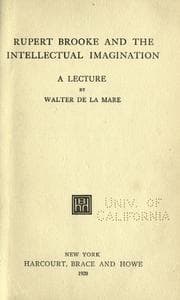 Tapa de Rupert Brooke and the intellectual imagination