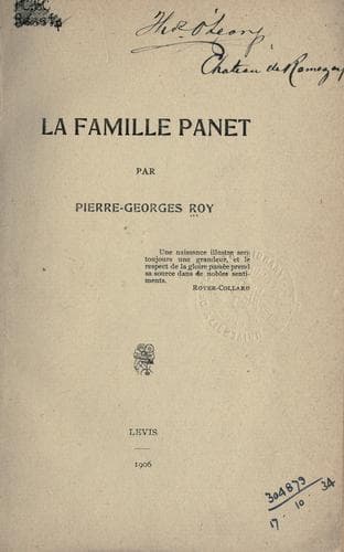 Tapa de La famille Panet