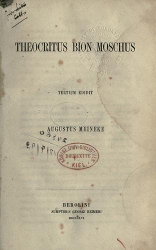 Tapa de Theocritus, Bion, Moschus
