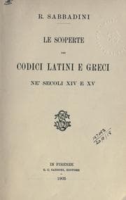 Tapa de Le scoperte dei codici latini e greci ne'secoli 14 e 15