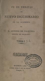 Tapa de Fe de erratas del nuevo Diccionario de la Academia