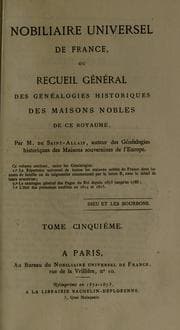 Tapa de Nobiliaire universel de France, ou Recueil général des généalogies historiques des maisons nobles de ce royaume