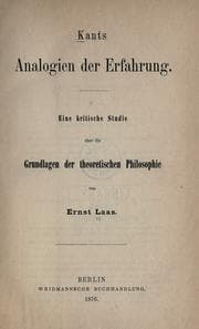 Tapa de Kants Analogien der erfahrung