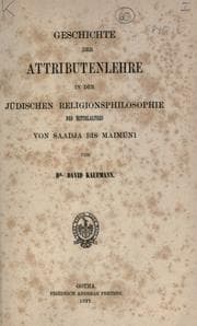 Tapa de Geschichte der Attributenlehre in der j©·udischen religionsphilosophie des Mittelalters von Saadja bis Maim©Đuni