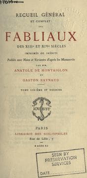 Tapa de Recueil général et complet des fabliaux des 13e et 14e siecles imprimés ou inédits, publiés d'apres les manuscrits par Anatole de Montaiglon