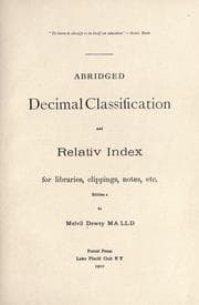 Tapa de Abridged decimal classification and relativ index for libraries, clippings, notes, etc.