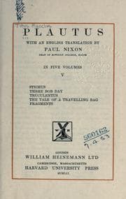 Tapa de Plautus, with an English translation by Paul Nixon