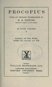 Tapa de Procopius, with an English translation by H.B. Dewing