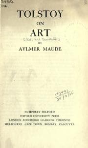 Tapa de Tolstoy on art