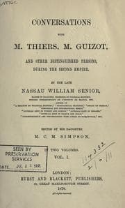 Tapa de Conversations with M. Thiers, M. Guizot, and other distinguished persons