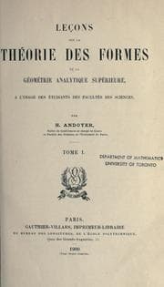 Tapa de Leçons sur la théorie des formes et la géométrie analytique supérieure, à l'usage des étudiants des facultés des sciences ... t. 1