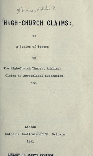 Tapa de The High-church claims