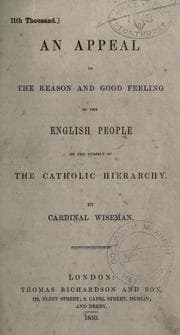 Tapa de An appeal to the reason and good feeling of the English people on the subject of the Catholic hierarchy