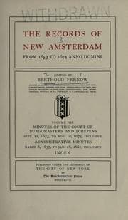 Tapa de The records of New Amsterdam from 1653 to 1674 anno Domini