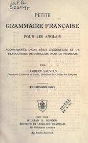 Tapa de Petite grammaire française pour les Anglais