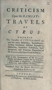 Tapa de A criticism upon Mr. Ramsay's Travels of Cyrus