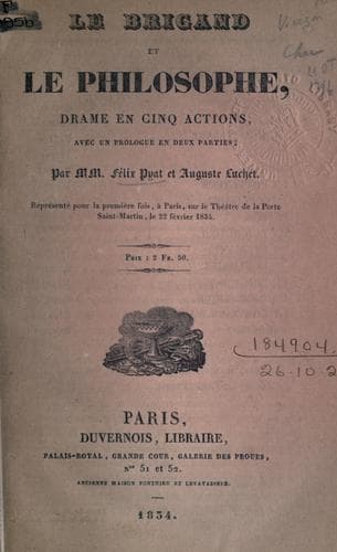 Tapa de Le brigand et le philosophe