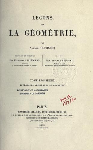 Tapa de Leçons sur la géométrie