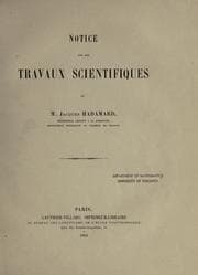 Tapa de Notice sur les travaux scientifiques de M. Jacques Hadamard